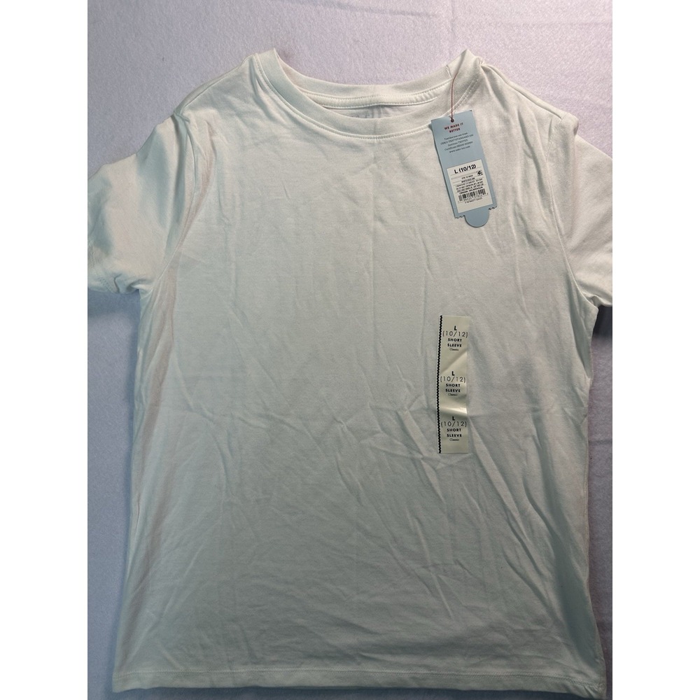 Cat and Jack White Shirt Boys large 10/12 Short Sleeve